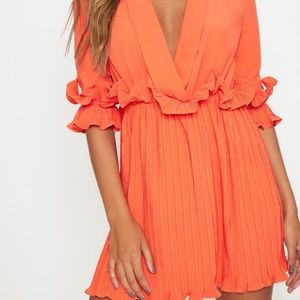 Prettylittlething Plisse detail pleated skater dress